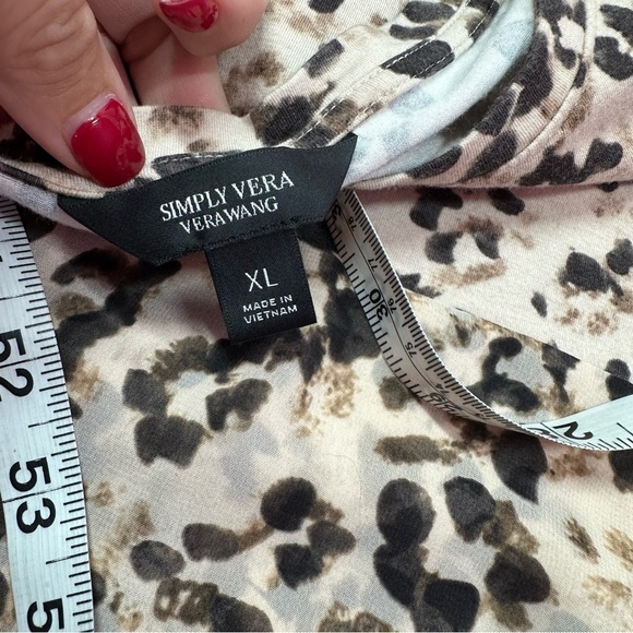 simply vera vera wang leopard print blouse sheer layered peplum waist sz XL - Picture 6 of 10
